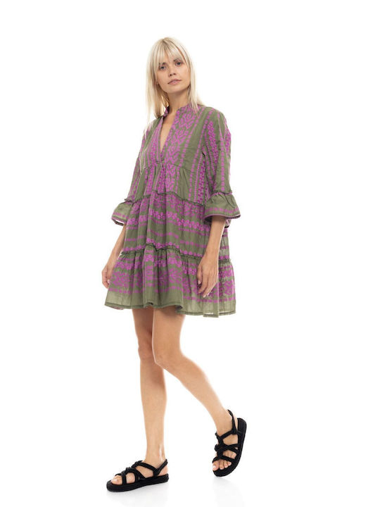 Pink Label Γυναικείο Φόρεμα Παραλίας Magenta