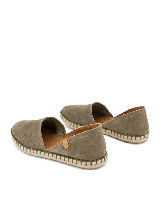Carmen Women's Leather Espadrilles Khaki
