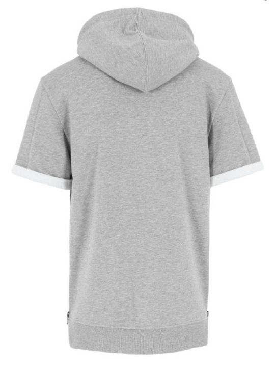 URBAN CLASSICS Men Short Sleeve Side Zipped Hoody - GREY - TB1108