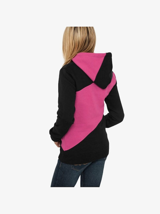 URBAN CLASSICS Women Zig Zag Hoody - BLACK/FUCHSIA/WHITE - TB347-BFW