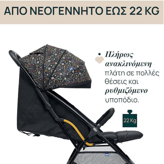Chicco Glee Baby Stroller Suitable for Newborn Playful Black 5.9kg