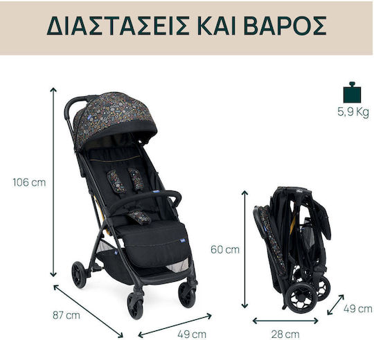 Chicco Glee Baby Stroller Suitable for Newborn Playful Black 5.9kg