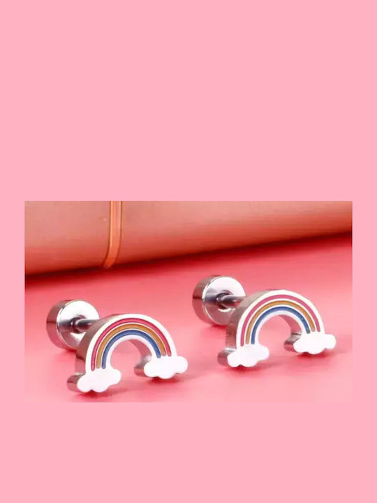 Hypoallergene Kinderohrringe Regenbogen Stahl 316L Silber Bode 02403