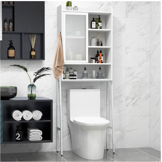 Costway Boden Badezimmerregal Metallisch 63x29x170cm