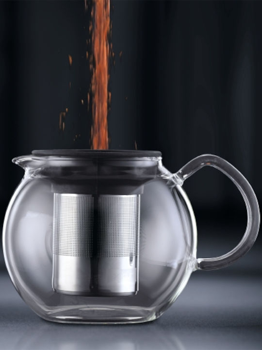 Bodum Assam Teekanne mit Filter Glas Silber 1500ml