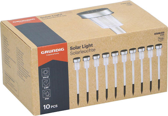 Grundig Set 10 Eingesteckte Solarleuchten Kaltweiß mit Fotokontakt IP44