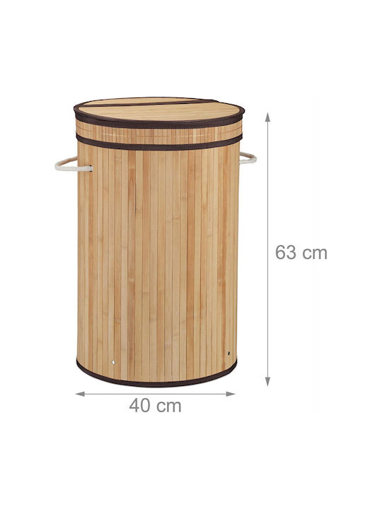 Relaxdays Wäschekorb Bamboo 65lt mit Deckel Beige