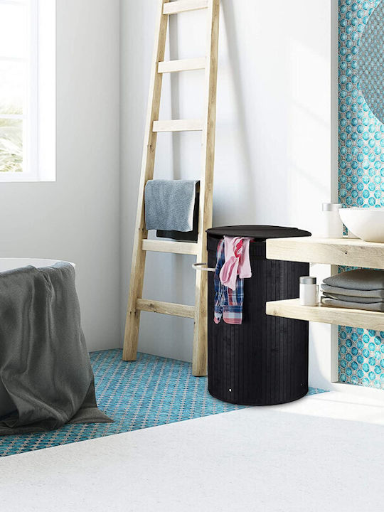 Relaxdays Wäschekorb Bamboo 65lt mit Deckel Beige