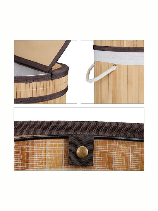 Relaxdays Wäschekorb Bamboo 65lt mit Deckel Beige