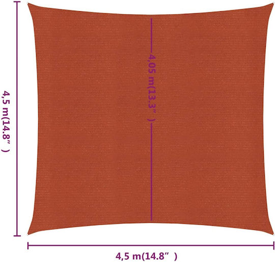 vidaXL Pătrat Umbrela Sail Portocaliu 4.5x4.5m 160gr/m²