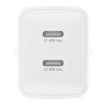 4Smarts Ladegerät ohne Kabel GaN mit 2 USB-C Anschlüsse 45W Stromlieferung Weißs