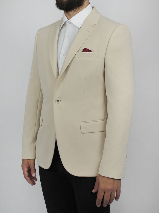 Elite Men's Summer Suit Jacket Slim Fit Beige