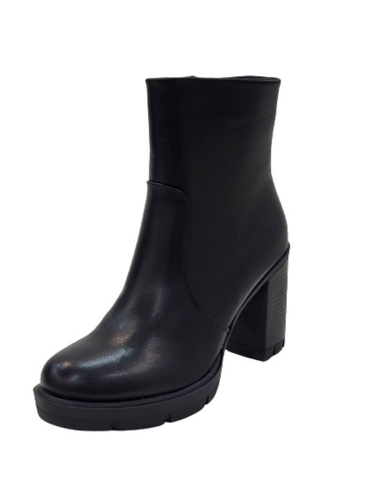 Black Ankle Boot with Zipper and Heel