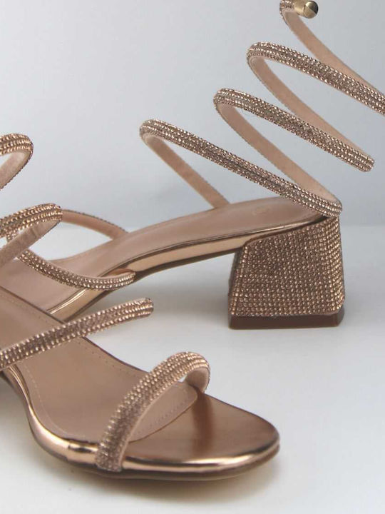 Sandals with Low Heel and Rotating Strap by Strass
