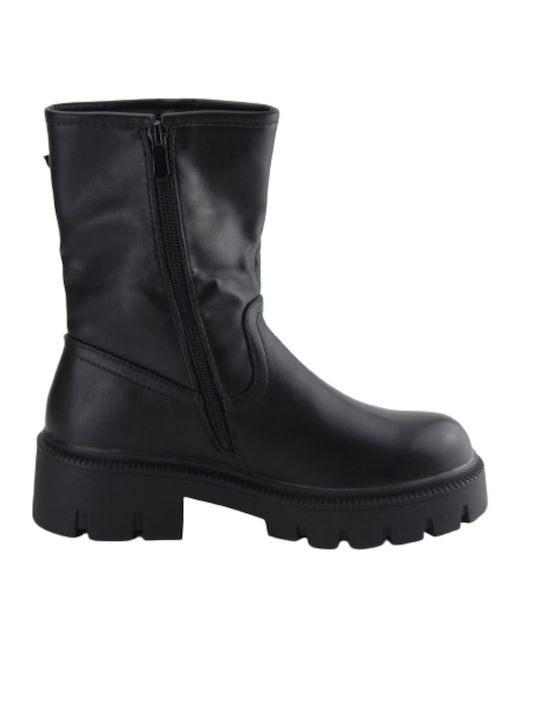 Ankle Boot with Chunky Sole in Black Color