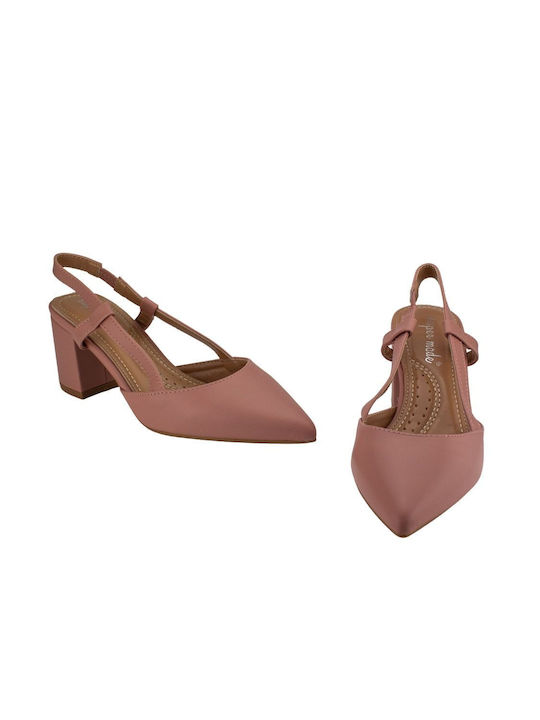 Pointed Open Heel Heels Pink