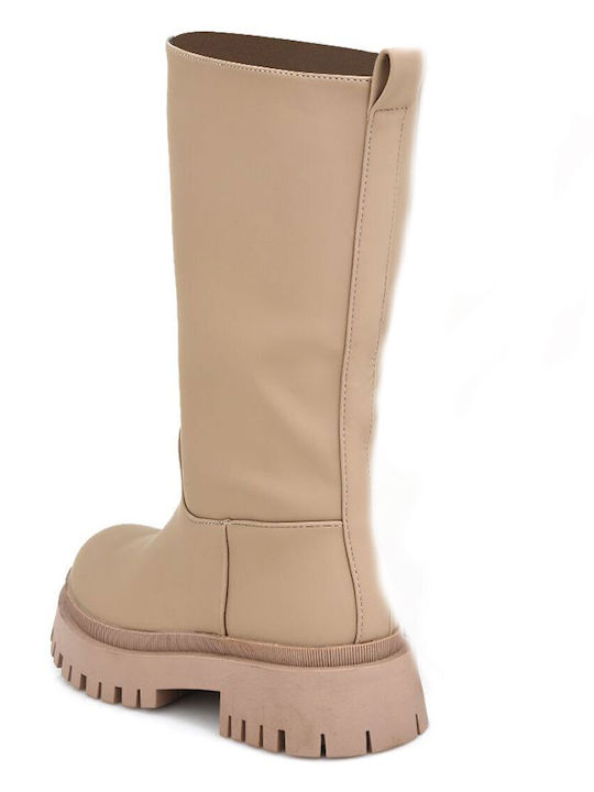 Gamba Stiefel mit Traktorsohle in Beige Farbe