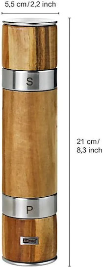 Ad Hoc Duomill Handbuch Salz- und Pfeffermühle Hölzernes in Braune Farbe 21cm