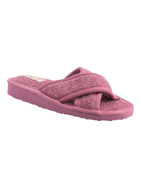 Kolovos Frottee Winter Damen Hausschuhe in Rosa Farbe