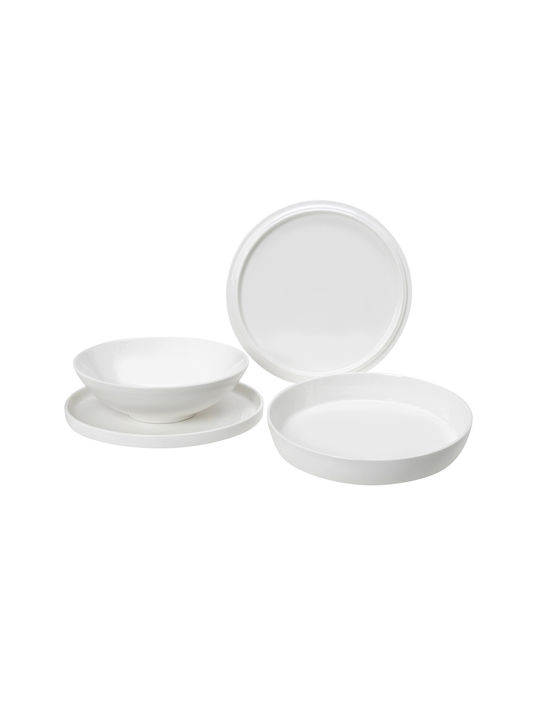 Cryspo Trio White Porcelain Dinnerware Set 7pcs