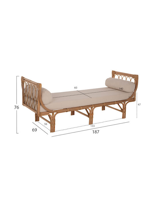 Bancă Exterior Rattan cu Perne 187x69x76cm