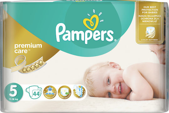 Pampers Πάνες με Αυτοκόλλητο Premium Care No. 5 για 11-18kg 44τμχ