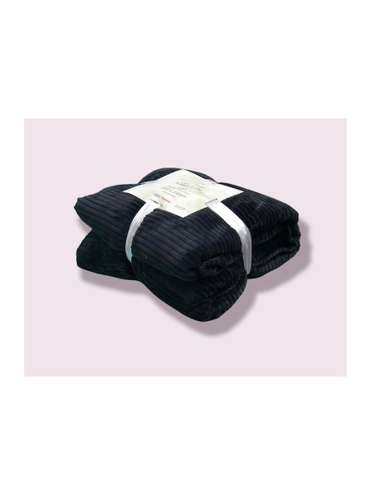 Olia Home Κουβέρτα Fleece Υπέρδιπλη 220x240εκ. Μαύρη