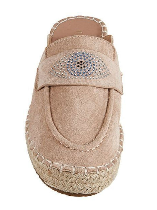 Flat Suede Mules σε Μπεζ Χρώμα