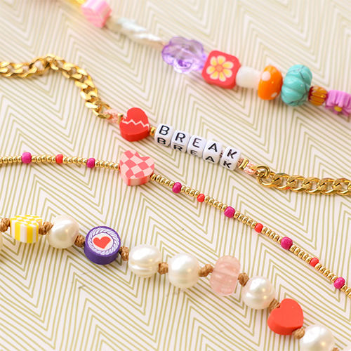 Polymer Heart Beads Multicolored 9mm 6pcs