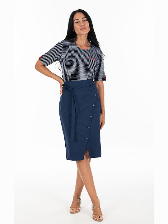 Korinas Fashion High Waist Skirt Blue