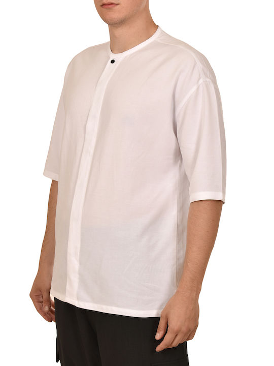 Twin Black Men's Shirt Short Sleeve White