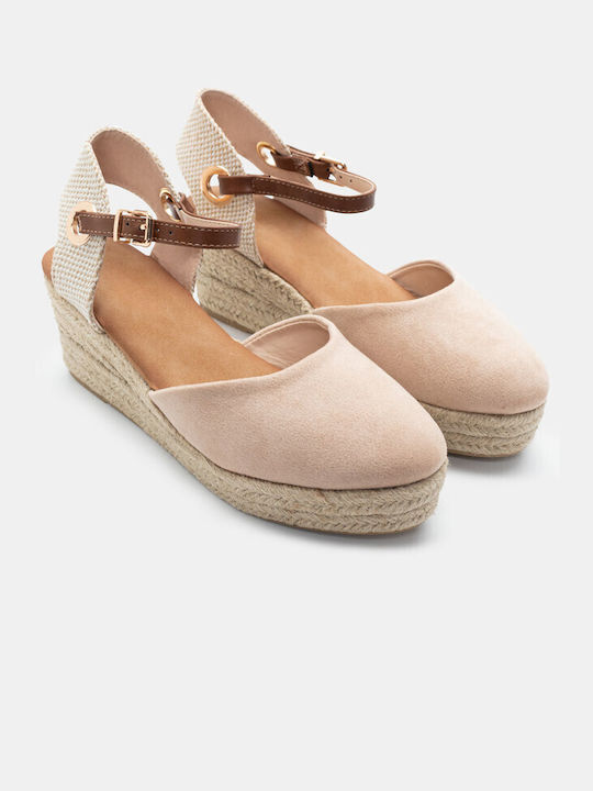 Luigi Women's Synthetic Leather Platform Espadrilles Beige