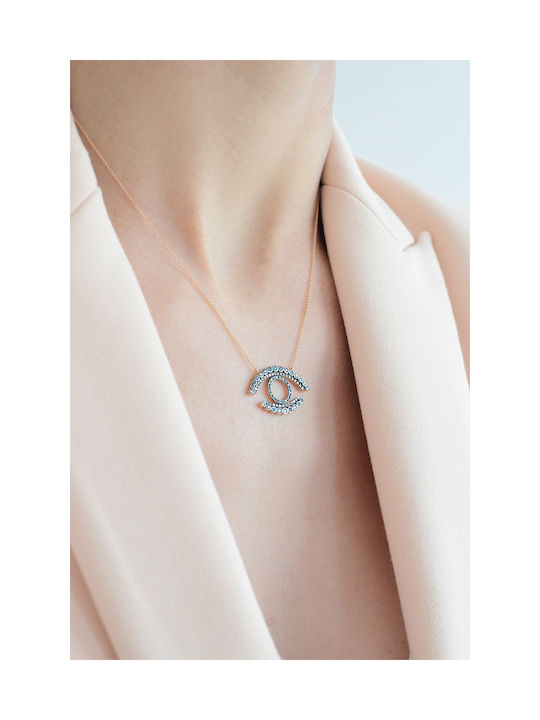 Kritsimis Blue Necklace Eye from Rose Gold 18k with Diamond