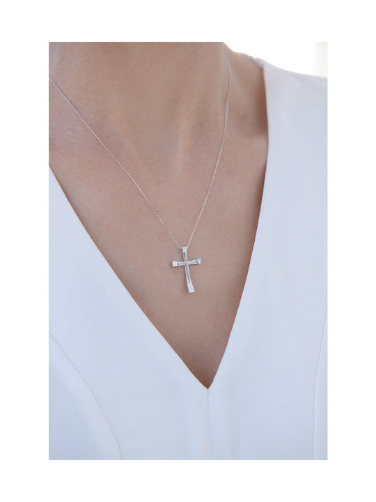 Kritsimis Damen Weißgold Kreuz 18K mit Kette