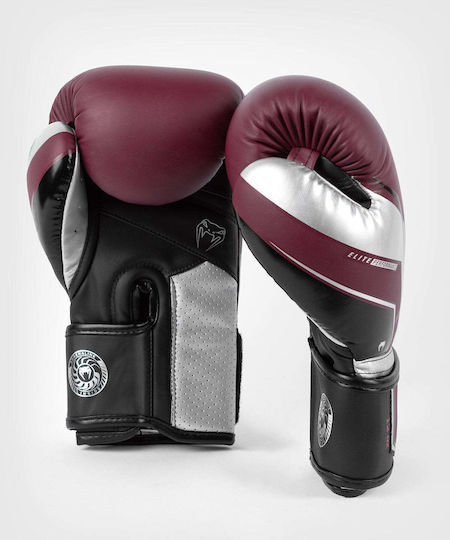 Venum Elite Evo Boxhandschuhe Burgund Silber