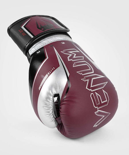 Venum Elite Evo Boxhandschuhe Burgund Silber