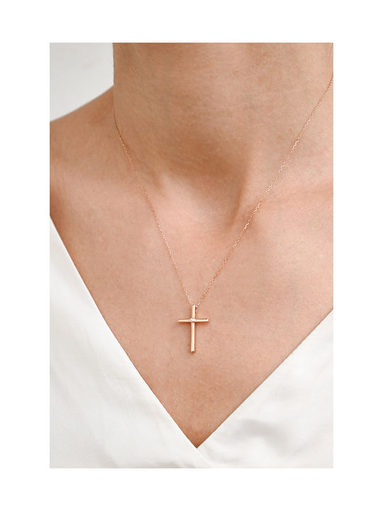 Kritsimis Rose Gold Plated Cross with Chain