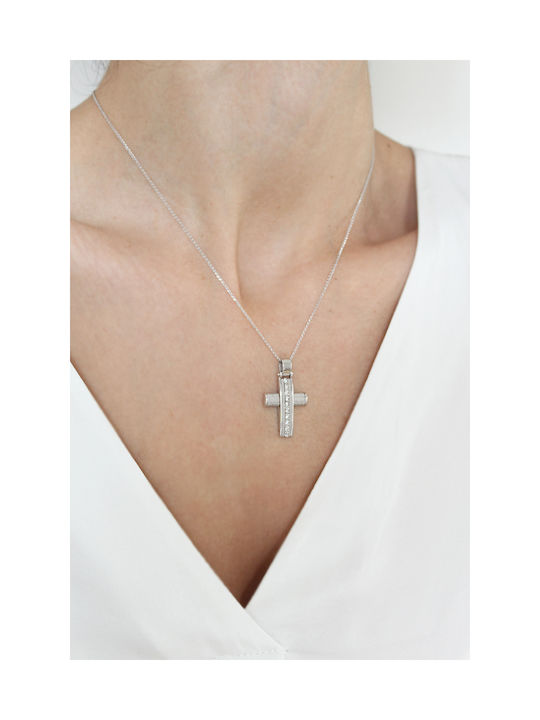 Kritsimis Damen Weißgold Kreuz 14K mit Kette