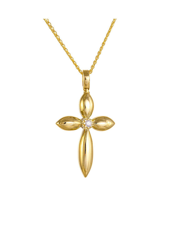 Kritsimis Gold Cross 14K Double Sided with Chain