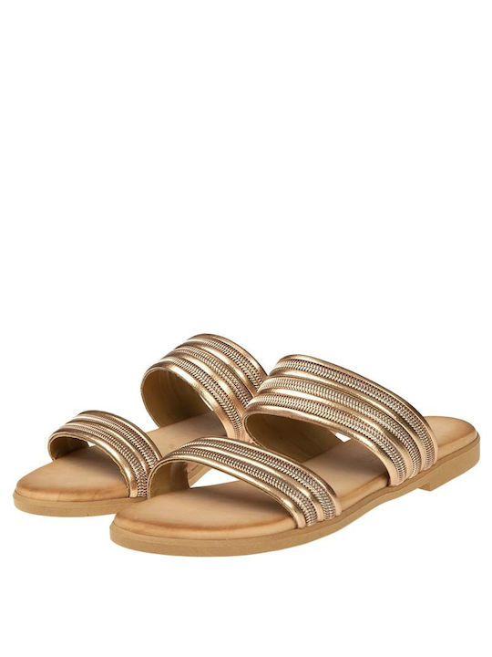 Baroque Women's Flat Sandals in Gold Color