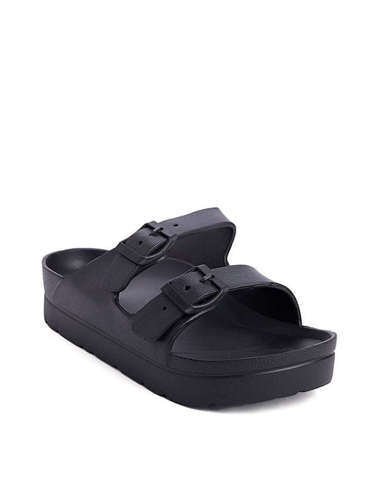 Keep Fred Women's Flat Sandals Flatforms in Black Color