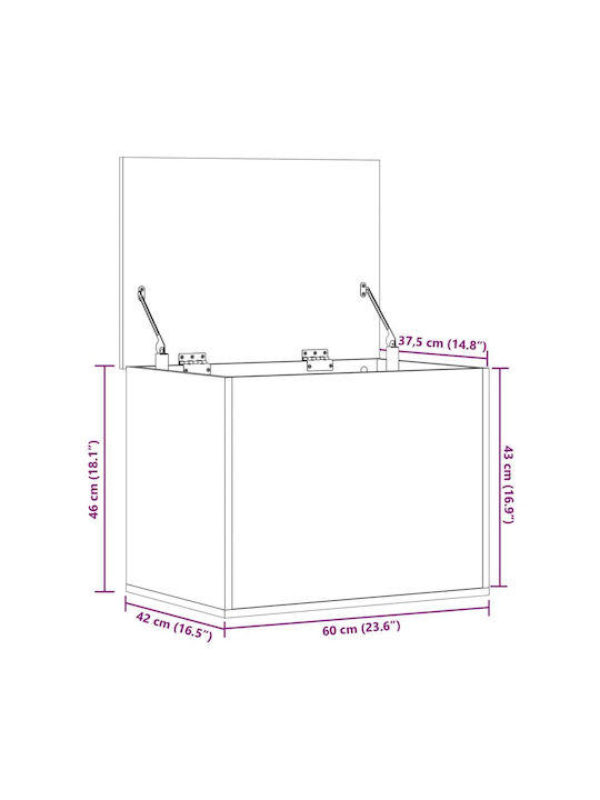 vidaXL sonoma Wooden Storage Box with Lid Gray 60x42x46cm 1pcs