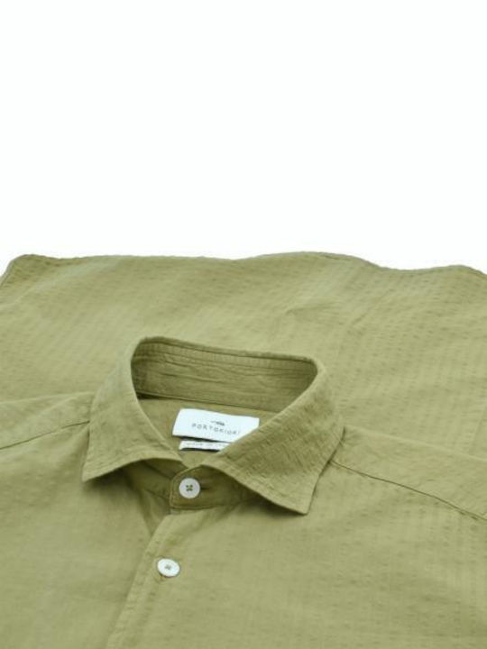 Seersucker Portofiori Geranio-3388 Μακρυμάνικo Πουκάμισο Khaki Green