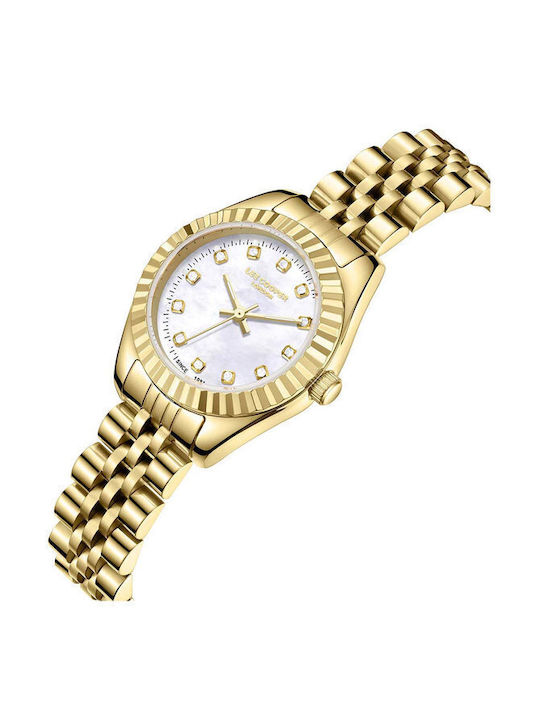 Lee Cooper Crystals Uhr mit Gold Metallarmband