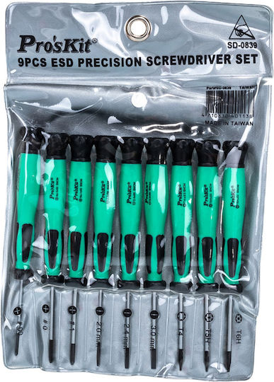 Proskit Set 9 Precision Screwdrivers with 9 Interchangeable Tips