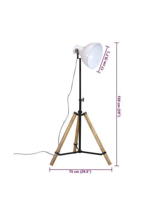 vidaXL Stehleuchte H90xB75cm. mit Fassung für Lampe E27 Weiß