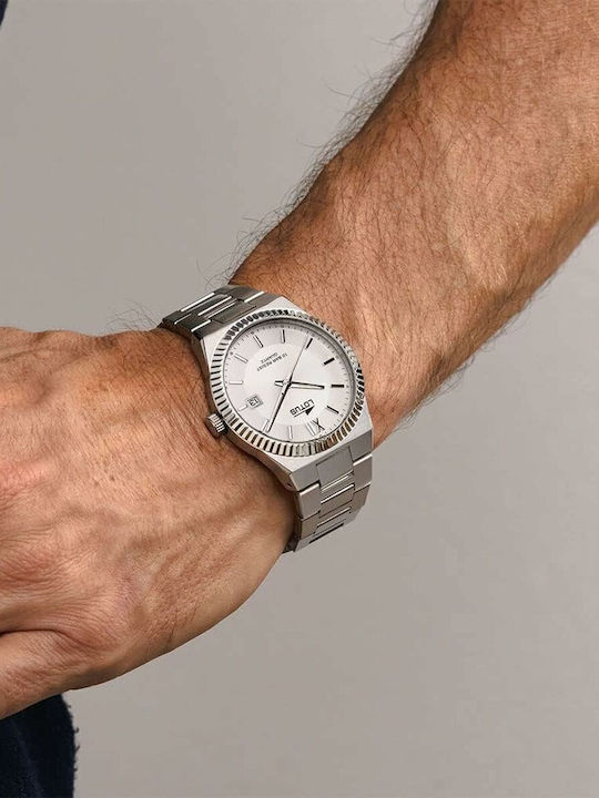 Lotus Watches Мъжки Часовник На Батерия Със Сребрист Ацетален Гривна