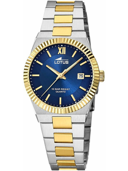 Lotus Watches Γυναικείο Ρολόι Μπαταρίας με Ασημί Μεταλλικό Μπρασελέ