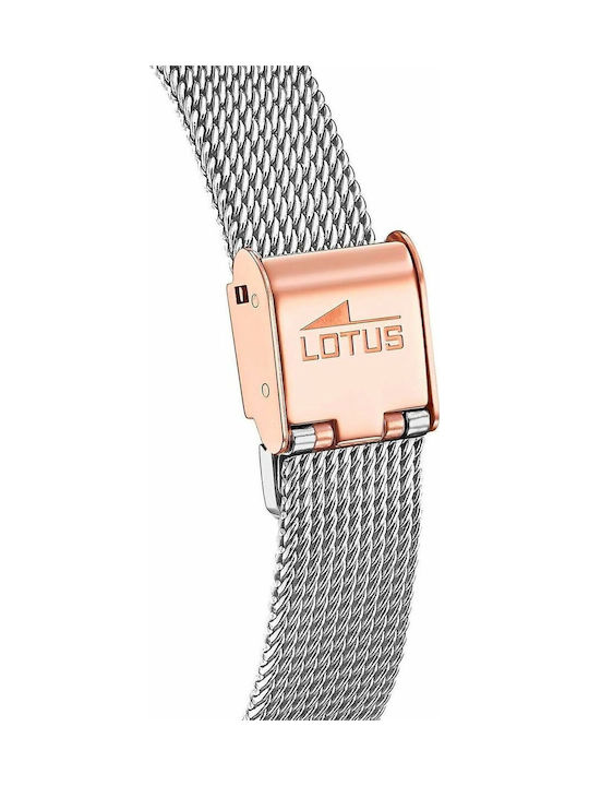 Lotus Watches Γυναικείο Ρολόι 33mm Μπαταρίας με Ασημί Μεταλλικό Μπρασελέ