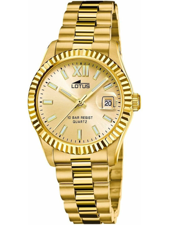 Lotus Watches Ανδρικό Ρολόι Μπαταρίας με Χρυσό Μεταλλικό Μπρασελέ